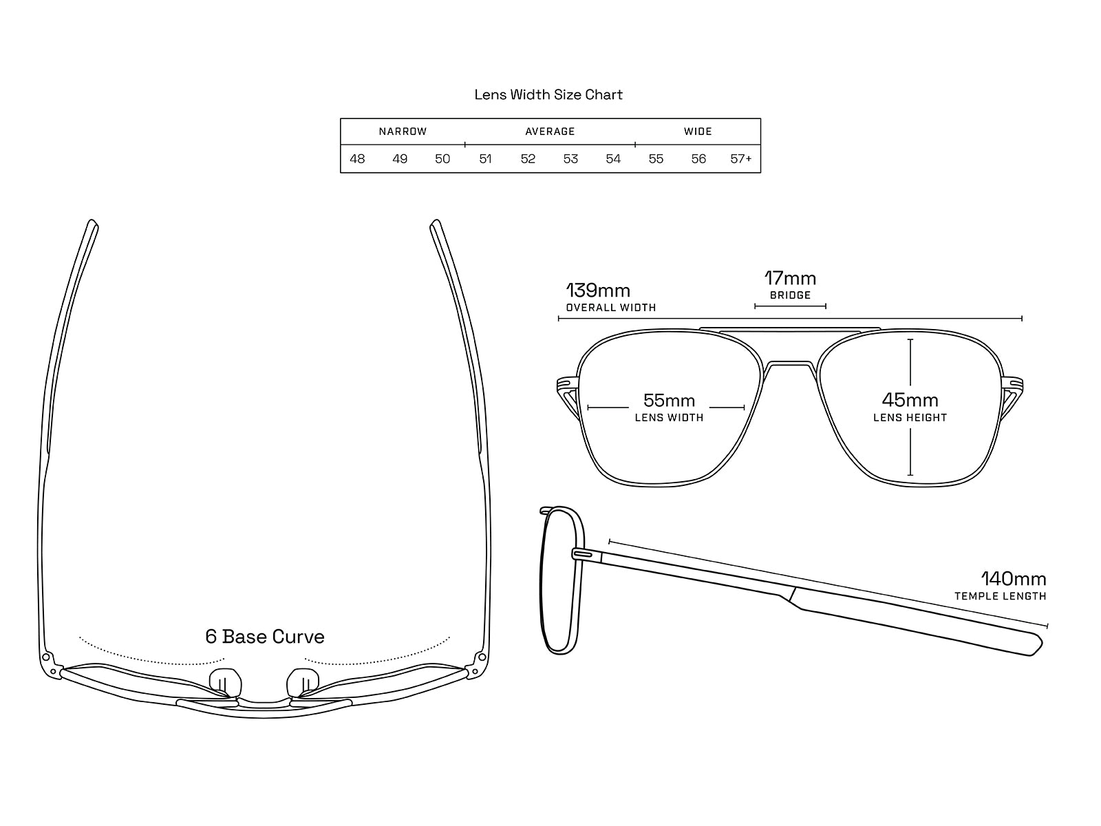 Aviator 2025 sunglasses dimensions